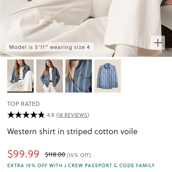 NWT J. Crew Garçon Western Button Down Shirt Classic Fit - Picture 2 of 6